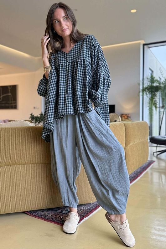 Nonni Gingham Artist Smock Black